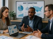 HCP Targeting in Pharma Marketing Team discussing healthcare provider targeting in pharma marketing.