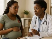 HIV Drug Treatment Options For Expecting Mothers Doctor and pregnant patient reviewing HIV treatment options
