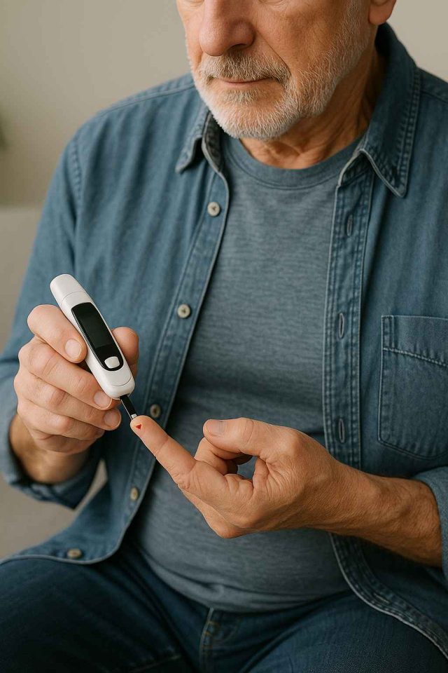 man with Latent Autoimmune Diabetes talking to her physician in a clinic.