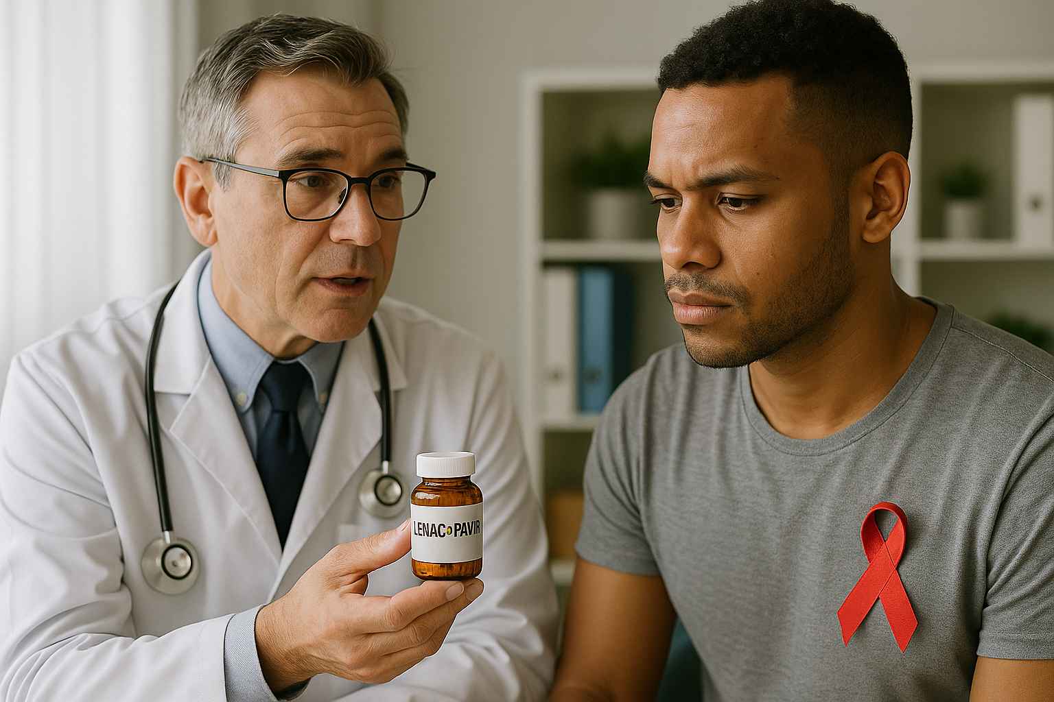 Lenacapavir HIV Prevention Drug FDA Approved Doctor and patient discussing HIV prevention drug Lenacapavir
