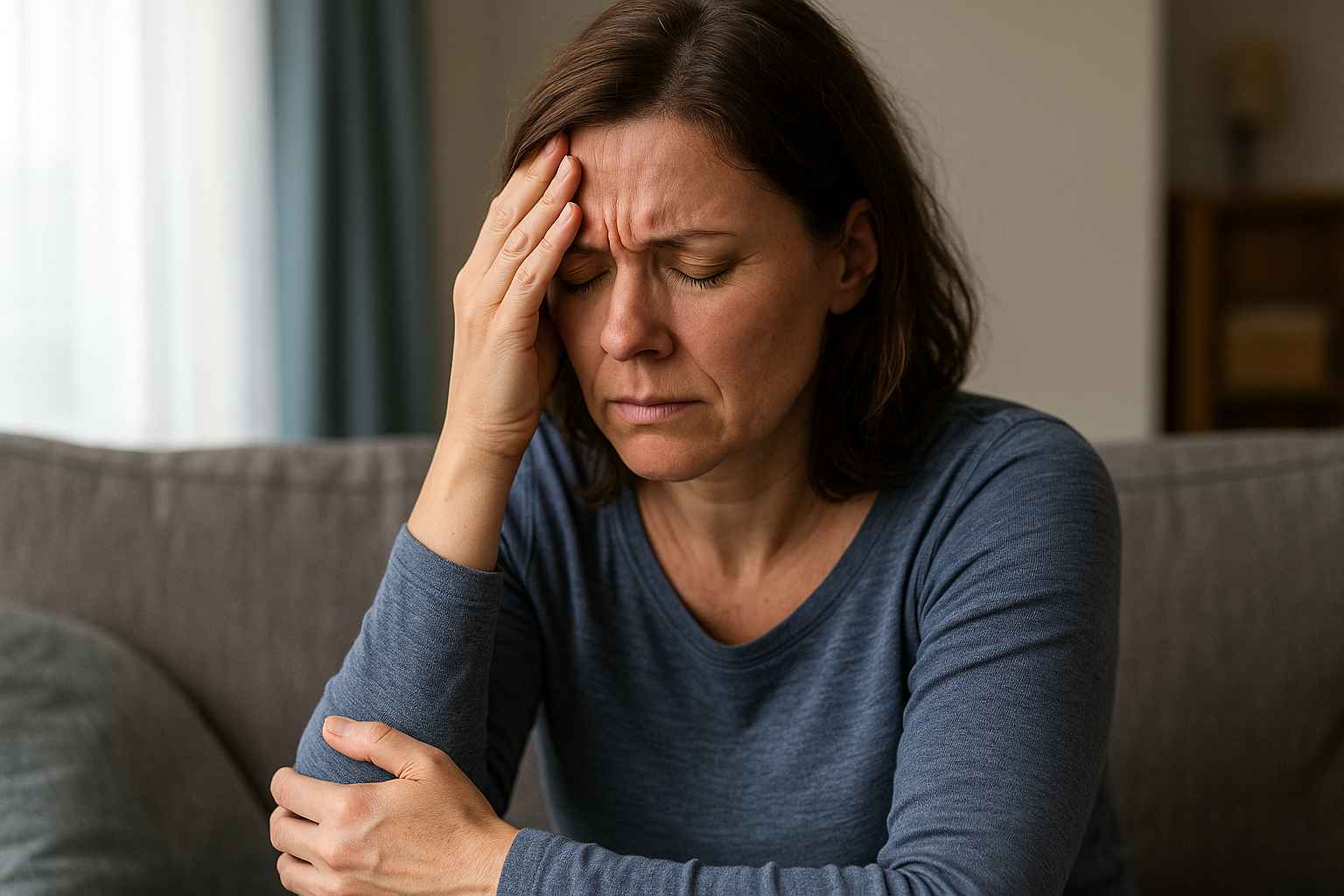 Fibromyalgia Daily Challenges 2025 Woman with fibromyalgia experiencing chronic pain at home