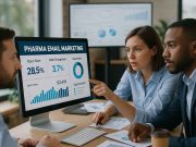Pharma Email Marketing Solutions for Large Lists Pharma marketers examining email marketing performance data.