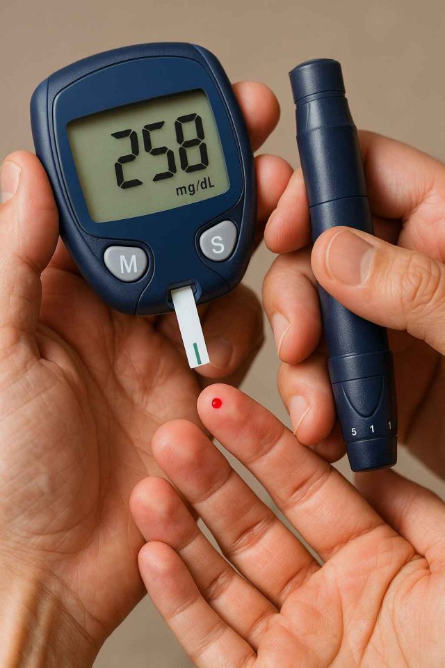 graphic showing Type 1 diabetes complications and monitoring blood sugar