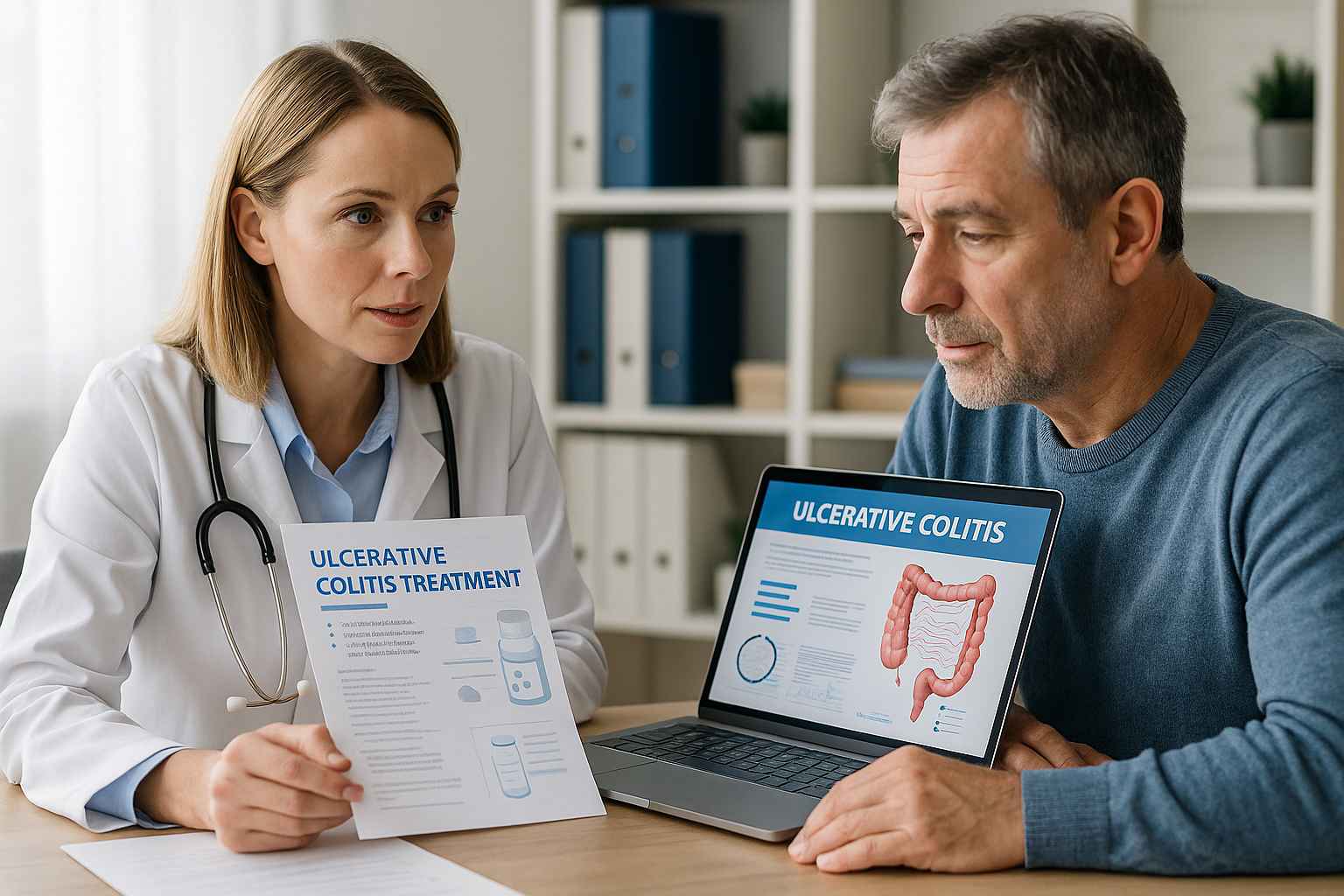 Ulcerative Colitis Treatment in 2025 Doctor and patient reviewing ulcerative colitis treatment options in 2025