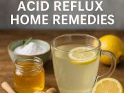 What are Acid Reflux Home Remedies? Herbal tea, ginger, and bananas used as acid reflux home remedies on kitchen counter