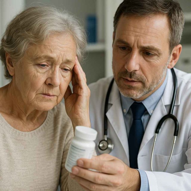 Elderly diabetic patient with caregiver receiving Alzheimer’s care at home