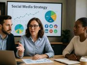 Social Media Strategies in Pharma for the Second Half of 2025 Pharma marketers planning a social media campaign with data charts.