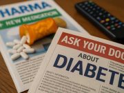 What Are The Strongest Forms Of Traditional Advertising in Pharma? Marketer reviewing traditional advertising materials for a pharma brand.