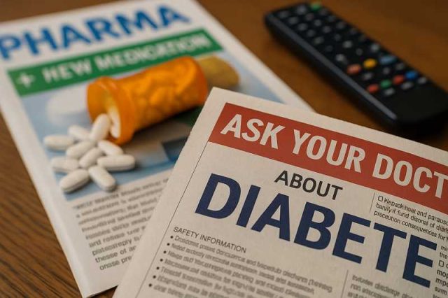 Top Traditional Pharma Advertising Tactics Marketer reviewing traditional advertising materials for a pharma brand.