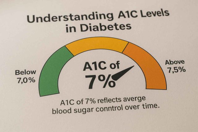 Chart explaining what A1C of 7 percent means for diabetes control.
