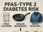 “Forever Chemicals” Linked to Type 2 Diabetes Diagram linking PFAS exposure to insulin resistance and Type 2 diabetes development.