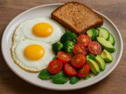 New Research Links Alzheimer’s Risk Reduction with Eggs Eggs on a plate with vegetables, suggesting brain-boosting benefits.