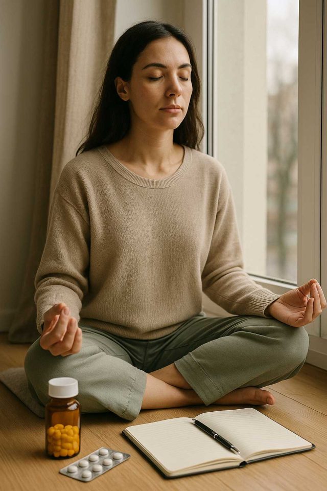 Woman using holistic healing practices to manage chronic illness